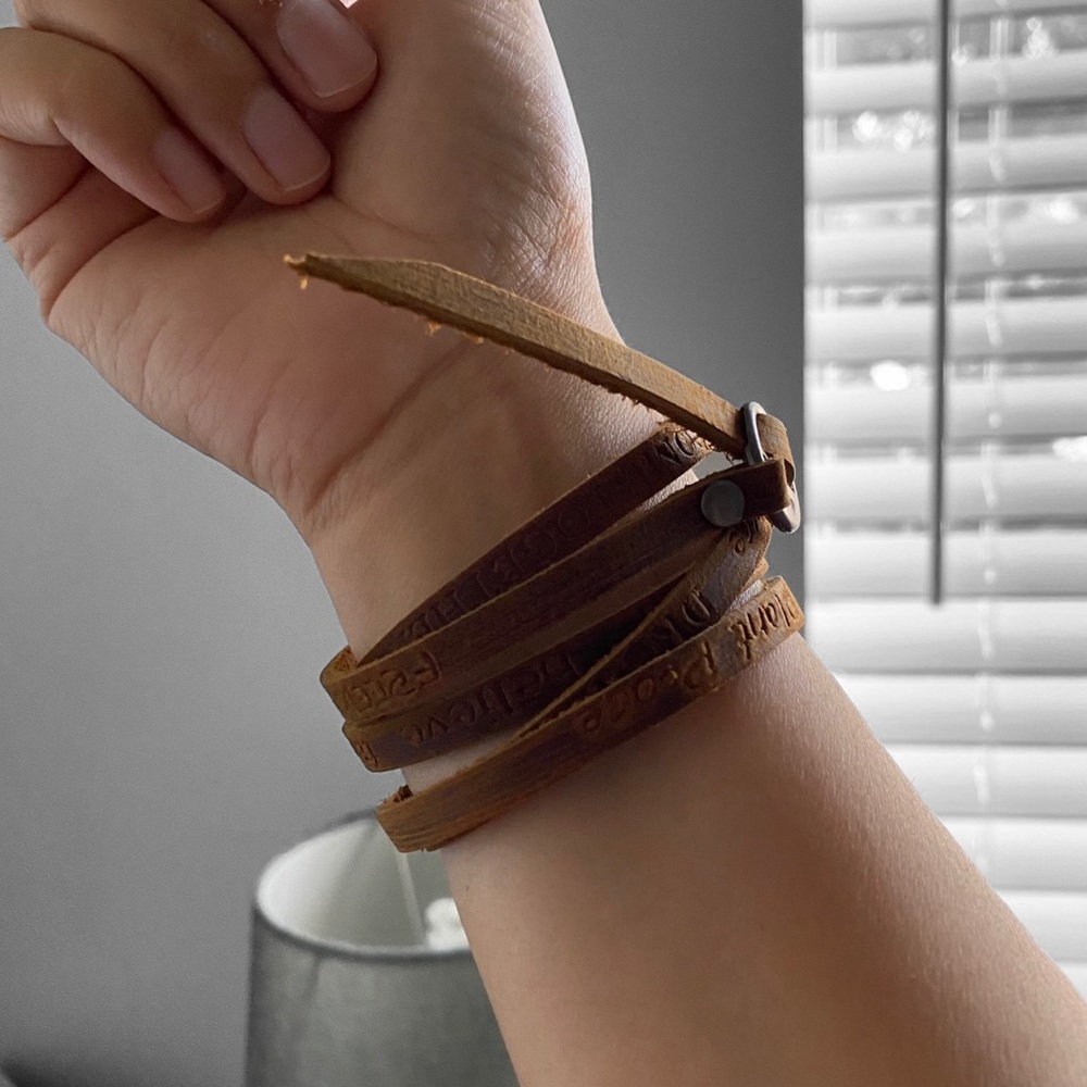 Genuine Leather Bohemian Wrap Bracelet Rustic Boho Cuff Walnut Brown - Picture 2 of 6